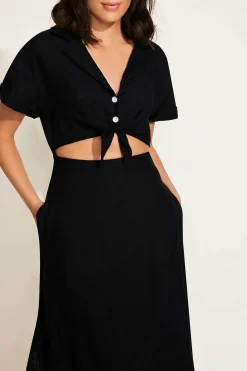 Vitamin A Playa Cut Out Dress Black EcoLinen