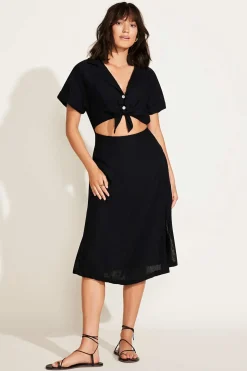 Vitamin A Playa Cut Out Dress Black EcoLinen