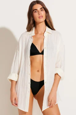 Vitamin A Playa Linen Boyfriend Shirt Natural EcoLinen