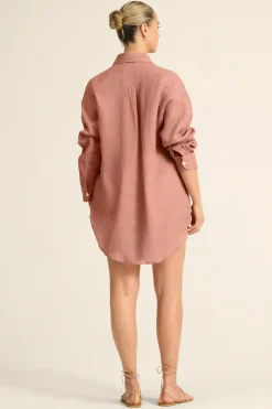 Vitamin A Playa Linen Boyfriend Shirt Desert EcoLinen