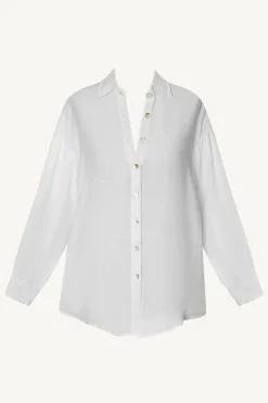 Vitamin A Playa Linen Boyfriend Shirt White EcoLinen