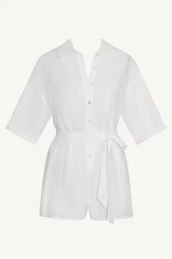 Vitamin A Playa Linen Short Romper White EcoLinen