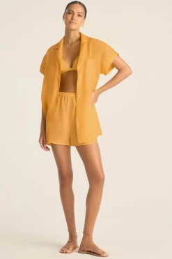 Vitamin A Playa Pocket Blouse Creamsicle EcoLinen
