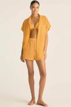 Vitamin A Playa Pocket Blouse Creamsicle EcoLinen