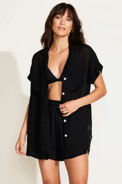 Vitamin A Playa Pocket Blouse Black EcoLinen