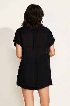 Vitamin A Playa Pocket Blouse Black EcoLinen