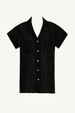 Vitamin A Playa Pocket Blouse Black EcoLinen