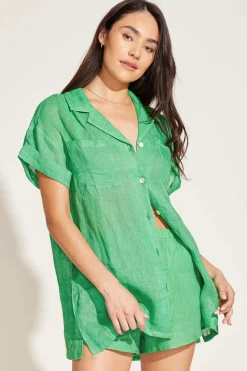 Vitamin A Playa Pocket Blouse Spearmint Green EcoLinen