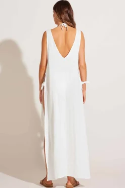 Vitamin A Riviera Dress White Crinkle Linen