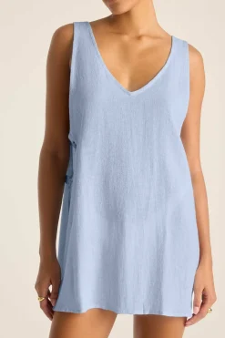 Vitamin A Riviera Mini Dress Celeste Crinkle Linen