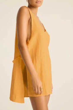 Vitamin A Riviera Mini Dress Creamsicle Crinkle Linen