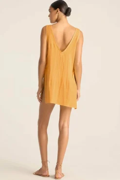Vitamin A Riviera Mini Dress Creamsicle Crinkle Linen