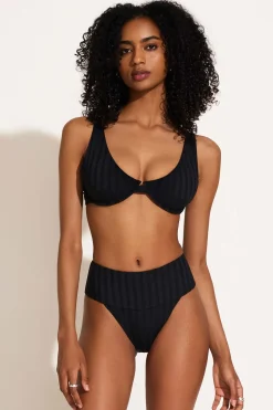 Vitamin A Rossi Halter Underwire Top Black SuperRib