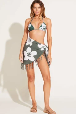 Vitamin A Sirena Sarong Aloe Bloom Crinkle Linen