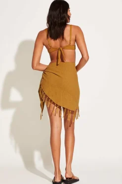 Vitamin A Sirena Sarong Saffron Yellow Crinkle Linen