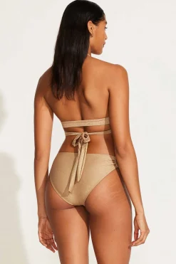 Vitamin A Sirena Wrap Top Golden Glow Metallic