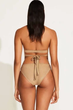 Vitamin A Sirena Wrap Top Golden Glow Metallic