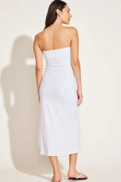 Vitamin A Strapless West Dress White Organic Rib
