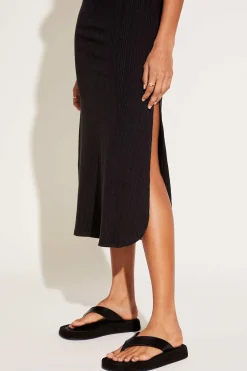 Vitamin A Strapless West Dress Black Organic Rib