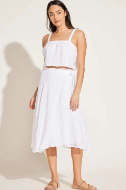 Vitamin A Tallows Blousy Crop Top White EcoLinen