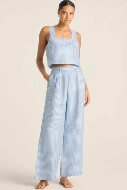 Vitamin A Tallows Crop Top Summer Stripe EcoLinen