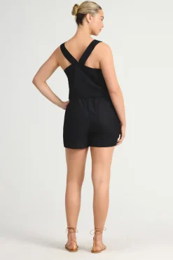 Vitamin A Tallows Linen Crop Top Black EcoLinen