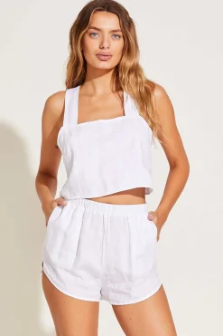 Vitamin A Tallows Linen Crop Top White EcoLinen