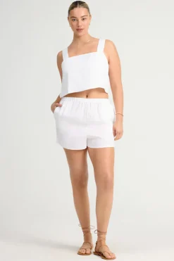 Vitamin A Tallows Linen Crop Top White EcoLinen