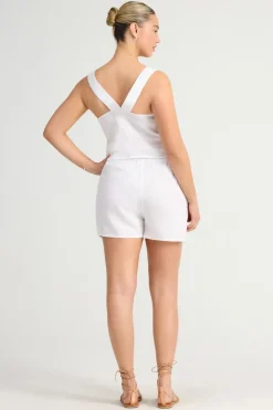 Vitamin A Tallows Linen Crop Top White EcoLinen