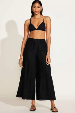Vitamin A Tallows Linen Wide Leg Pant Black EcoLinen
