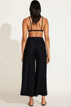 Vitamin A Tallows Linen Wide Leg Pant Black EcoLinen