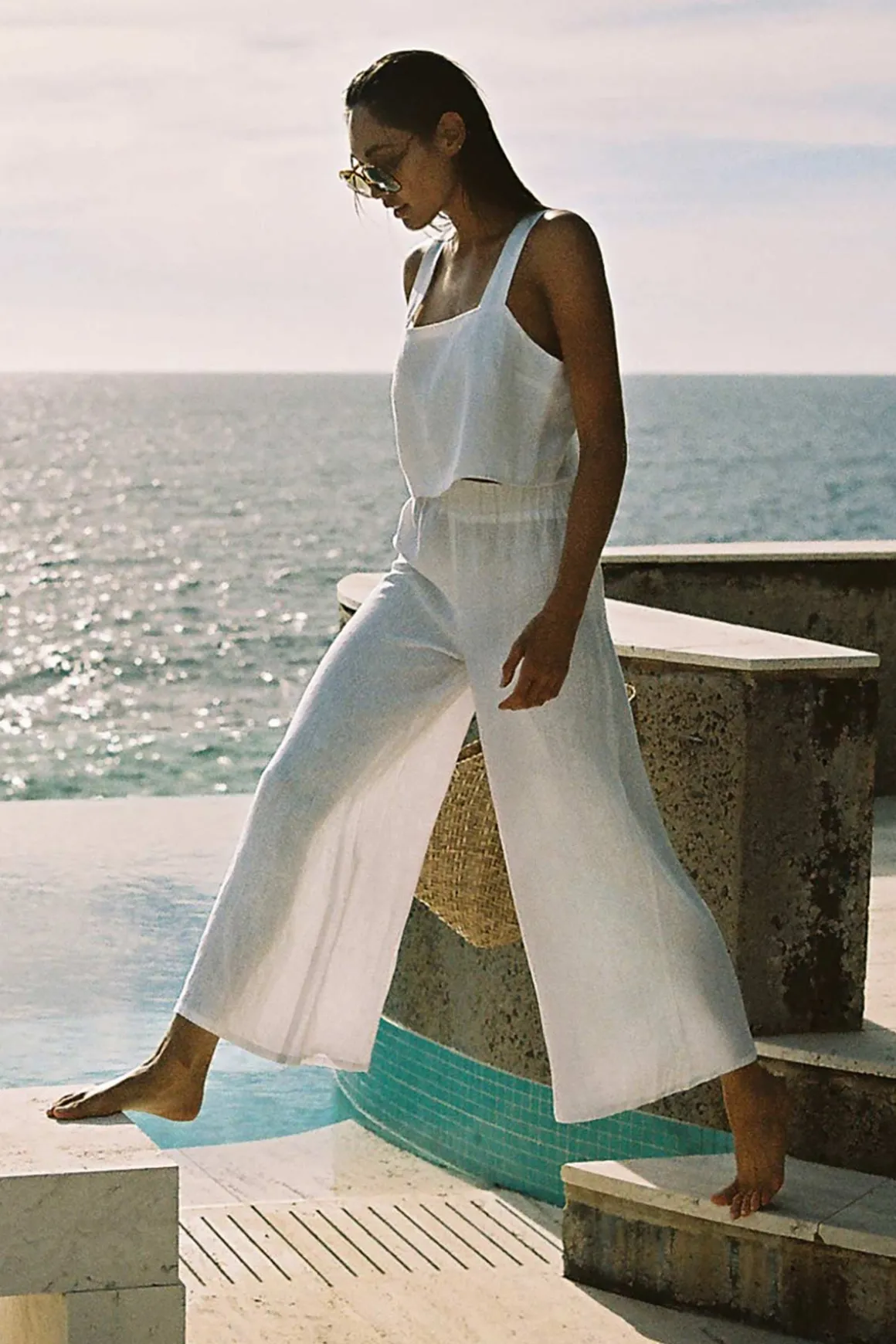 Vitamin A Tallows Linen Wide Leg Pant White EcoLinen
