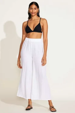 Vitamin A Tallows Linen Wide Leg Pant White EcoLinen