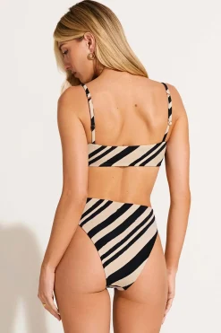 Vitamin A Terra Bralette Top Sandbar Stripe Crepe Texture
