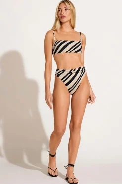 Vitamin A Terra High Waist Bottom Sandbar Stripe Crepe Texture