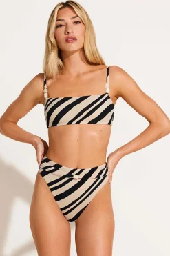 Vitamin A Terra High Waist Bottom Sandbar Stripe Crepe Texture