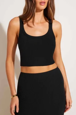 Vitamin A Thalia Crop Top Black Organic Rib