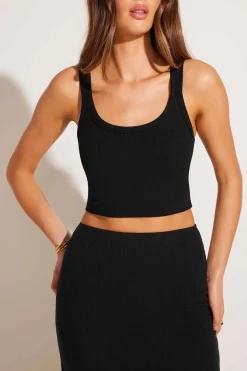 Vitamin A Thalia Crop Top Black Organic Rib