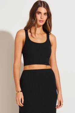 Vitamin A Thalia Crop Top Black Organic Rib