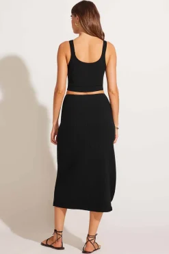 Vitamin A Thalia Crop Top Black Organic Rib