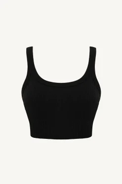 Vitamin A Thalia Crop Top Black Organic Rib