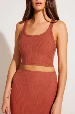 Vitamin A Thalia Crop Top Terracotta Organic Rib