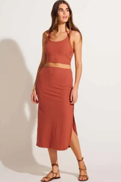 Vitamin A Thalia Crop Top Terracotta Organic Rib