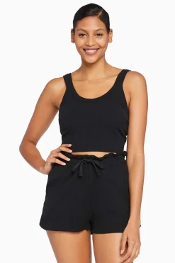 Vitamin A Thalia Organic Rib Shorts Black Organic Rib