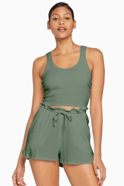 Vitamin A Thalia Organic Rib Crop Top Agave Organic Rib