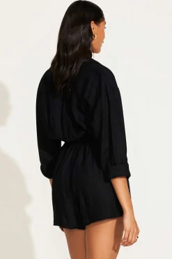 Vitamin A The Getaway Romper Black EcoLinen