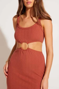 Vitamin A The Icon Cutout Dress Terracotta Organic Rib
