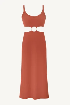 Vitamin A The Icon Cutout Dress Terracotta Organic Rib